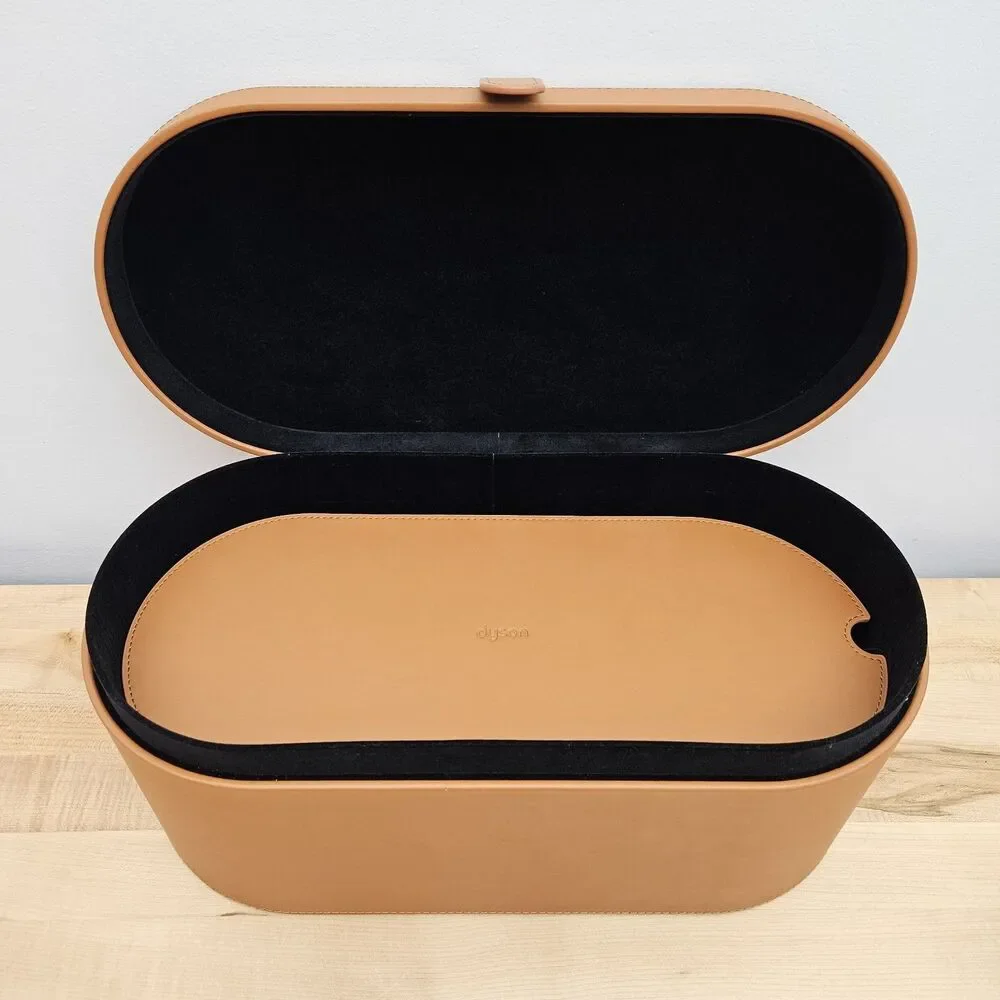 DYSON Airwrap Styler LARGE Brown Cognac Leather Storage Box Hard CASE ONLY - Picture 2 of 11